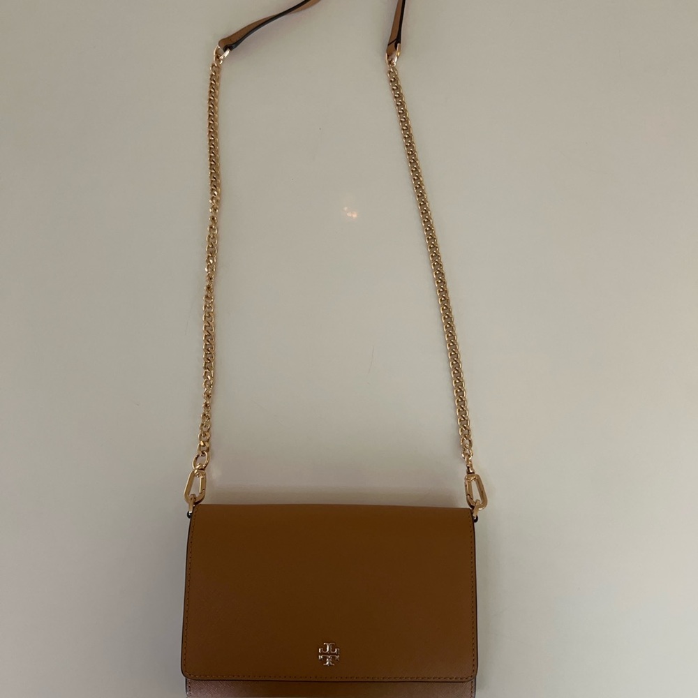 Tory Burch Brown Crossbody with Gold Chain